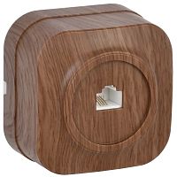 Розетка телефонная накладная IEK Glory РТ20-ХД 1-м. RJ11 дуб картинка